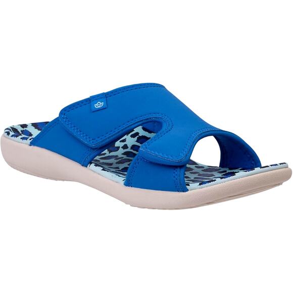 Spenco Women's Kholo Slide Sandal Blue Leopard Size 6 Casual - Picture 1 of 7